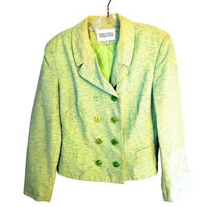 Executive Collection 14P Women's Green Blazer Suit Coat Petite Size PL Large